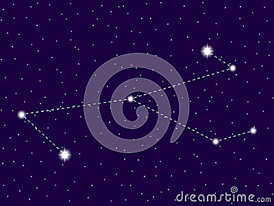 Monoceros constellation. Starry night sky. Space objects, galaxy. Vector Vector Illustration