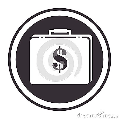 Monochorme circular border portfolio with dollar symbol Vector Illustration