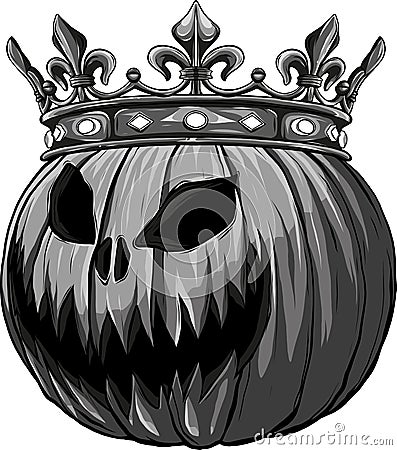 monochromatic Halloween Pumpkin King vector illustration on white background. Vector Illustration