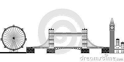 Monochromatic London cityscape Vector Illustration