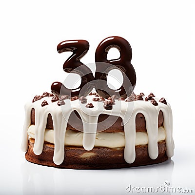 Monochromatic Number 38 Cake With Duckcore Style Stock Photo