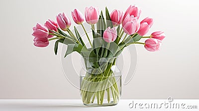 monochromatic pink tulips isolated Cartoon Illustration