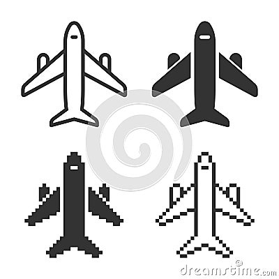 Monochromatic plane icon in different variants Vector Illustration