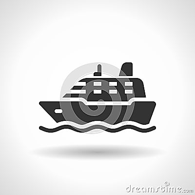 Monochromatic ship icon with hovering effect shadow Vector Illustration