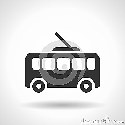 Monochromatic trolleybus icon with hovering effect shadow Vector Illustration