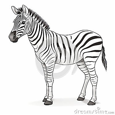 Monochromatic Zebra Illustration On White Background Cartoon Illustration