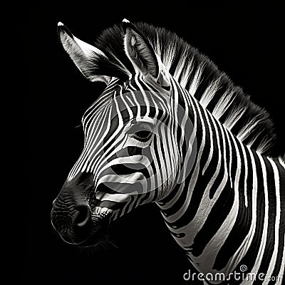 Monochromatic Zebra Portrait: A Stunning Photorealistic Pastiche Stock Photo