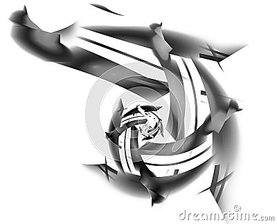 Monochrome abstract fractal illustration Cartoon Illustration