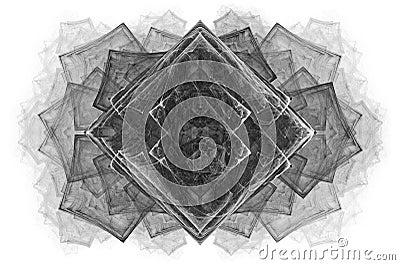 Monochrome abstract fractal illustration Cartoon Illustration