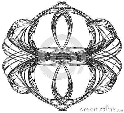 Monochrome abstract fractal illustration Cartoon Illustration