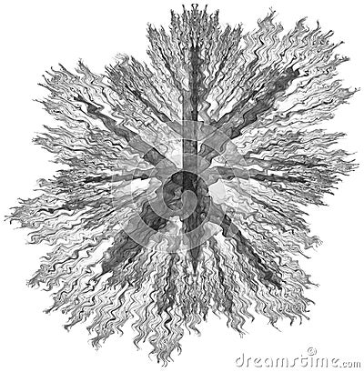 Monochrome abstract fractal illustration Cartoon Illustration