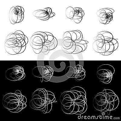 Monochrome abstract pattern with random curvy, sketchy, scribble Vector Illustration