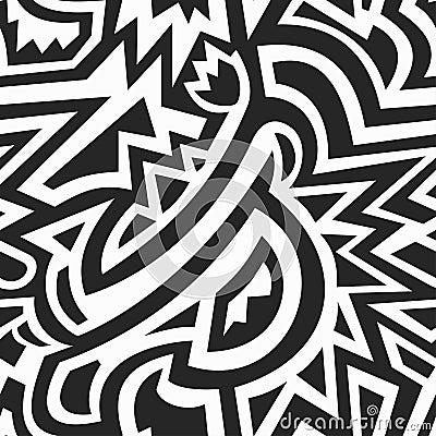 Monochrome african geometric seamless pattern Vector Illustration