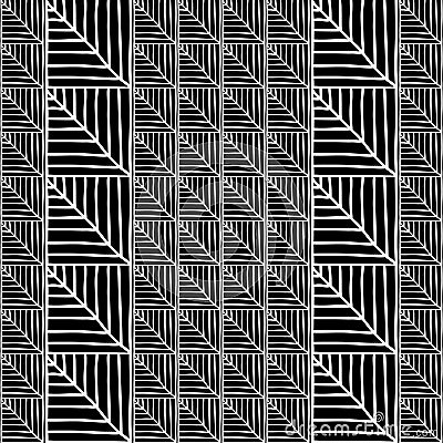 Monochrome African Ornamental Pattern. Stylized Seamless texture with triangles or Tree Leaves. Vector Illustration