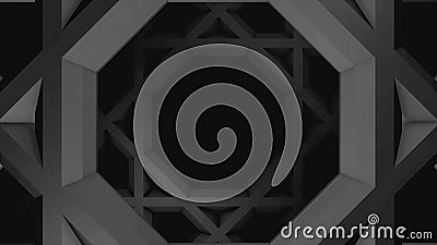 Monochrome animation of grey moving squares with hexagons inside, seamless loop. Animation. Geometrical figures moving Stock Photo
