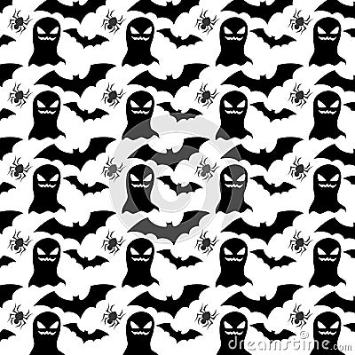 Monochrome background pattern with halloween design Vector Illustration