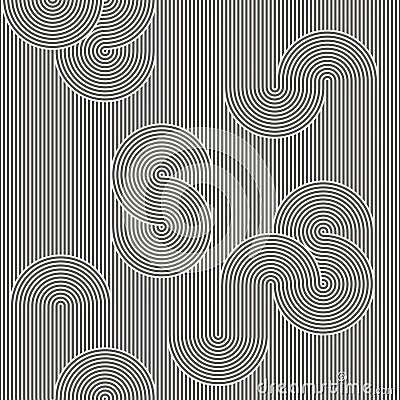 Monochrome background. Striped loopy ribbon. Vector Illustration