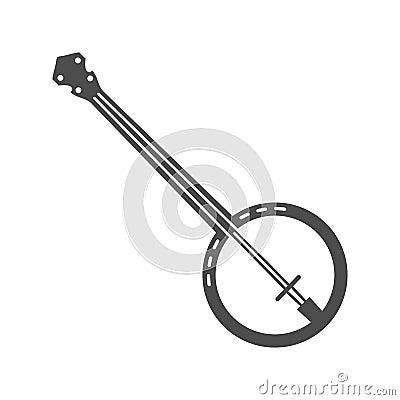 Monochrome banjo icon vector illustration traditional African musical instrument folk audio sound Vector Illustration