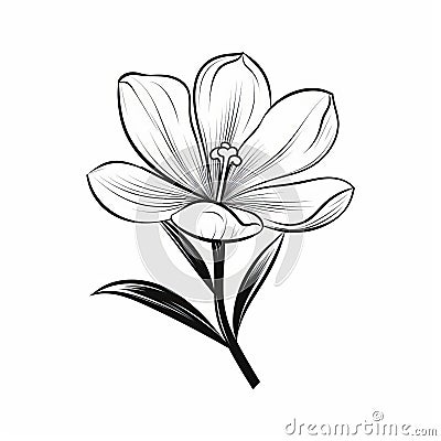 Monochrome Black Crocus Flower Svg - Simple Floral Design Stock Photo
