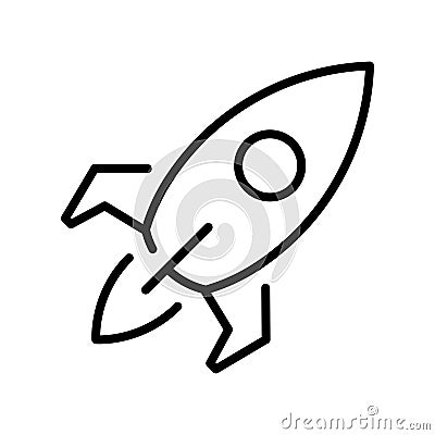 Monochrome black line rocket simple icon space shuttle universe travel technology spaceship Vector Illustration