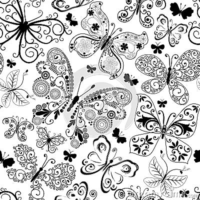 Monochrome black seamless pattern Vector Illustration