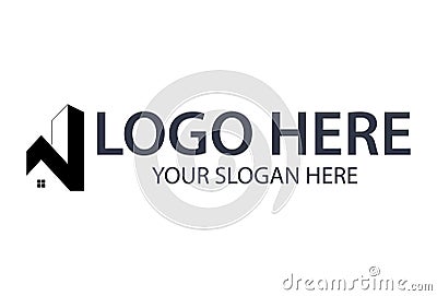 Monochrome Black and White Initial Letter N H Logo Design Vector Illustration