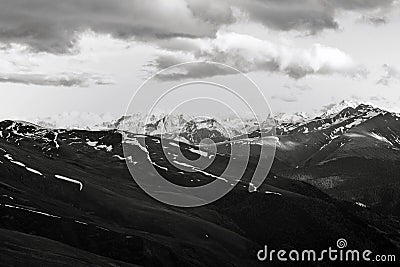 Monochrome black and white view of high slopes Stock Photo