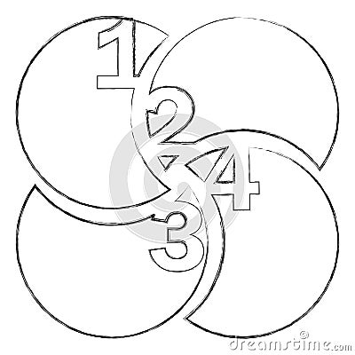 monochrome blurred contour of circular figures with numeration Cartoon Illustration