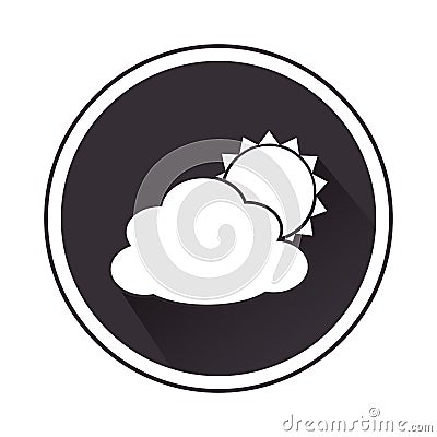 Monochrome border with silhouette cloud and sun Vector Illustration