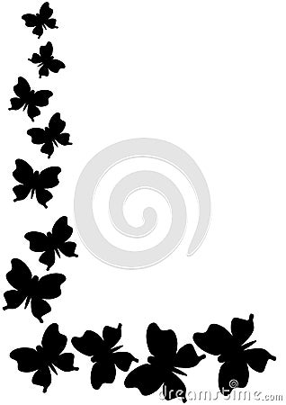 Monochrome butterflies border corner Stock Photo