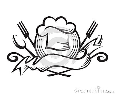 Monochrome chef hat design Vector Illustration