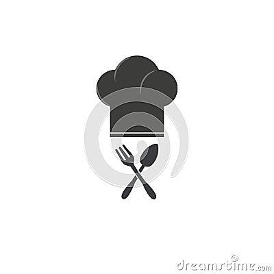 Monochrome chef with spoon and fork Vector Illustration