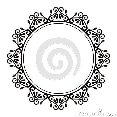 Monochrome circular antique decorative frame Cartoon Illustration