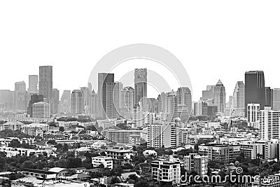 Monochrome cityscape of bangkok city in Thailand, Isolated Stock Photo