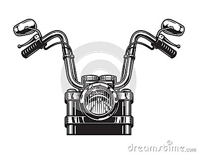 Monochrome classic motorcycle front view concept Vector Illustration