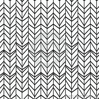 Monochrome colors of hand drawn chevron herringbone seamless pattern ready for print. Vector Illustration