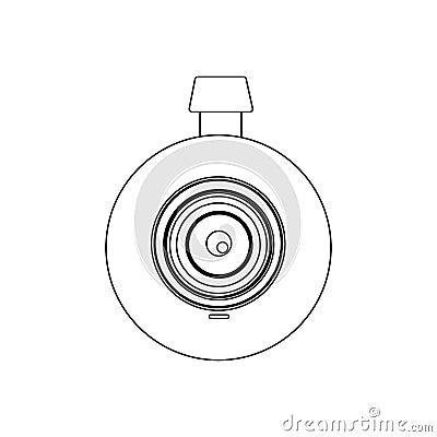 monochrome contour with digital camera lens Cartoon Illustration