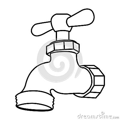 monochrome contour with faucet close up Cartoon Illustration