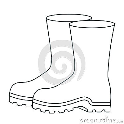 Monochrome contour of fishing plastic boots accesory Vector Illustration