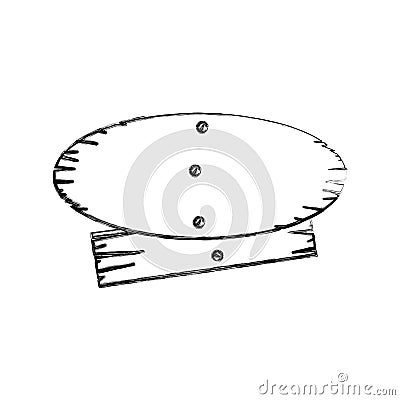 monochrome contour of oval and rectangle pieces wooden board with cloves Cartoon Illustration