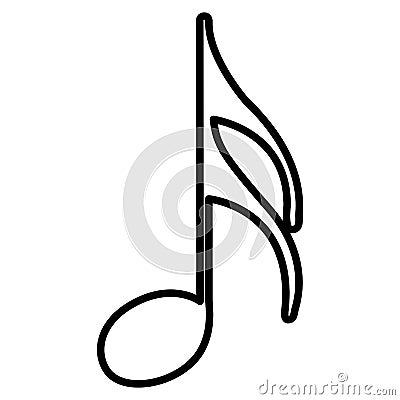 monochrome contour with semiquaver note Cartoon Illustration