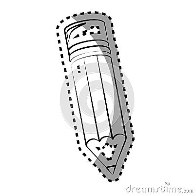 Monochrome contour sticker with pencil Vector Illustration