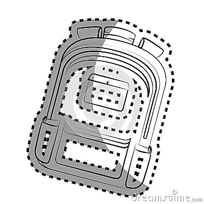 Monochrome contour sticker with school briefcase Vector Illustration