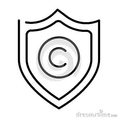 Monochrome copyright protection icon vector illustration copywriting sign with shield security Vector Illustration