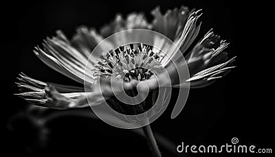 Monochrome daisy head on black background, beauty in nature generated by AI Stock Photo