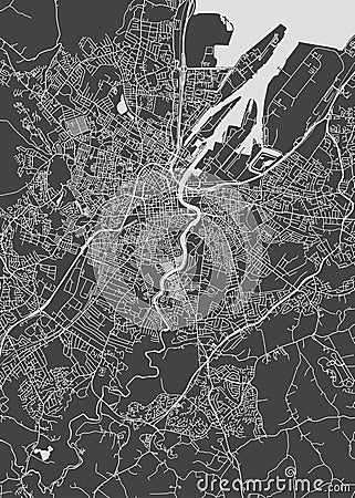 Monochrome detailed plan city of Belfast Vector Illustration