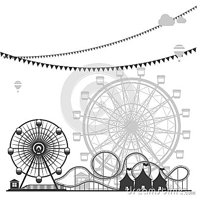 Monochrome Ferris Wheel Illustration Vector Illustration