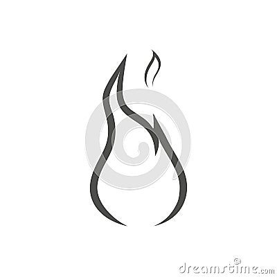 Monochrome fire icon. Flame silhouette. Template design for web or mobile app Vector Illustration