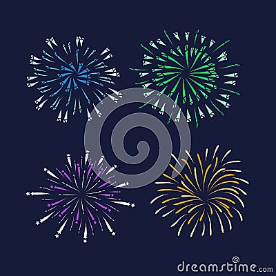 Illustration of Monochrome Fireworks Set Vector Illustration