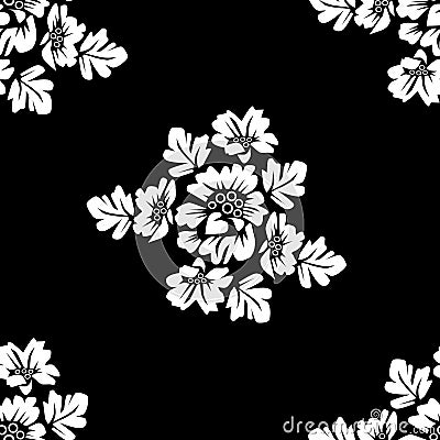 Monochrome floral seamless pattern Vector Illustration